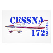 Cessna 172 Skyhawk Illustratie Vet Tekstontwerp Foto Afdruk (Voorkant)