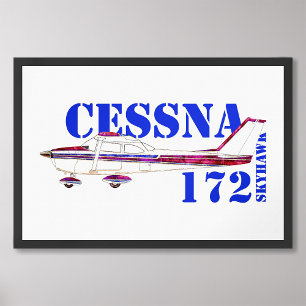 Cessna 172 Skyhawk Illustratie Vet Tekstontwerp Foto Afdruk