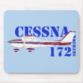 Cessna 172 Skyhawk Illustratie Vet Tekstontwerp Muismat (Voorkant)