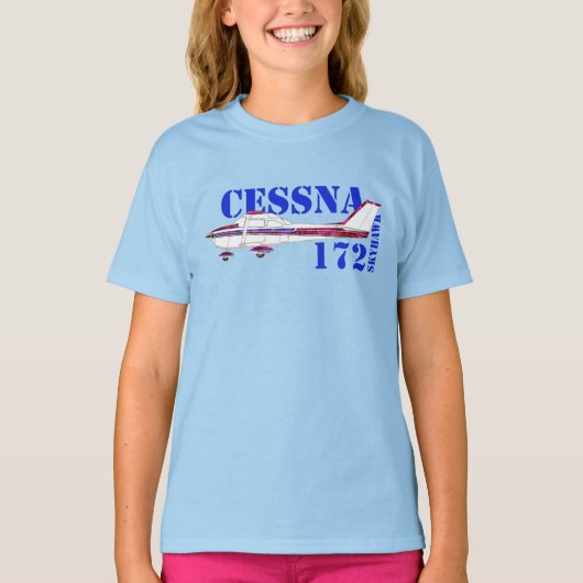 Cessna 172 Skyhawk Illustratie Vet Tekstontwerp T-shirt (Voorkant)