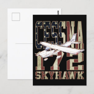 Cessna 172 Skyhawk met  Amerikaanse vlag Briefkaart
