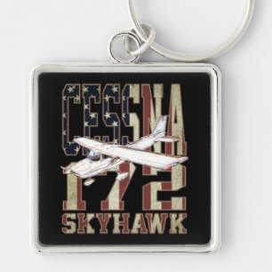 Cessna 172 Skyhawk met Amerikaanse vlag Sleutelhanger