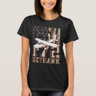 Cessna 172 Skyhawk met Amerikaanse vlag T-shirt