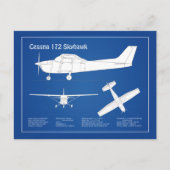 Cessna 172 Skyhawk - Vliegtuigblauwdruk plannen AB Briefkaart (Voorkant)