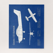 Cessna 172 Skyhawk - Vliegtuigblauwdruk plannen AB Legpuzzel (Verticaal)