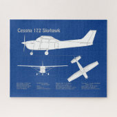 Cessna 172 Skyhawk - Vliegtuigblauwdruk plannen AB Legpuzzel (Horizontaal)