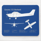 Cessna 172 Skyhawk - Vliegtuigblauwdruk plannen AB Muismat (Voorkant)
