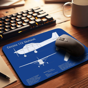 Cessna 172 Skyhawk - Vliegtuigblauwdruk plannen AB Muismat