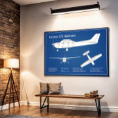 Cessna 172 Skyhawk - Vliegtuigblauwdruk plannen AB Poster