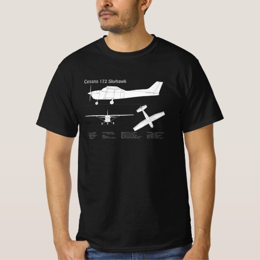 Cessna 172 Skyhawk - Vliegtuigblauwdruk plannen AB T-shirt (Voorkant)
