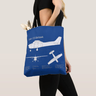 Cessna 172 Skyhawk - Vliegtuigblauwdruk plannen AB Tote Bag