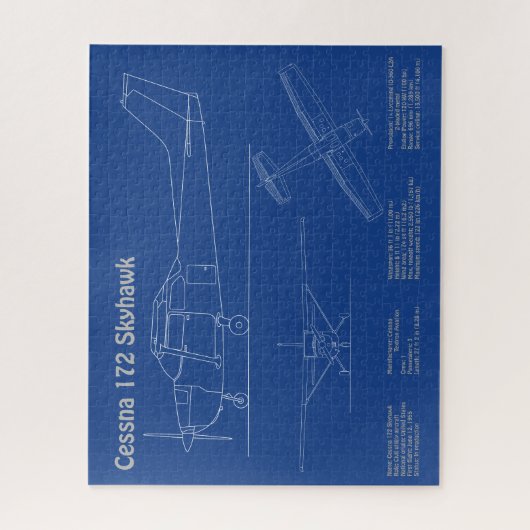 Cessna 172 Skyhawk - Vliegtuigblauwdruk Plannen AD Legpuzzel (Verticaal)