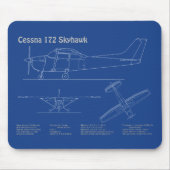 Cessna 172 Skyhawk - Vliegtuigblauwdruk Plannen AD Muismat (Voorkant)