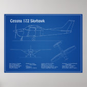 Cessna 172 Skyhawk - Vliegtuigblauwdruk Plannen AD Poster (Voorkant)