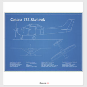 Cessna 172 Skyhawk - Vliegtuigblauwdruk Plannen AD Sticker