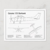 Cessna 172 Skyhawk - Vliegtuigblauwdruk Plannen BD Briefkaart (Voorkant)