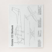 Cessna 172 Skyhawk - Vliegtuigblauwdruk Plannen BD Legpuzzel (Verticaal)