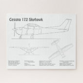 Cessna 172 Skyhawk - Vliegtuigblauwdruk Plannen BD Legpuzzel (Horizontaal)