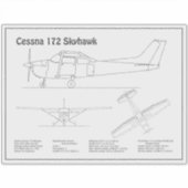 Cessna 172 Skyhawk - Vliegtuigblauwdruk Plannen BD Sticker (Voorkant)