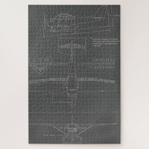 Cessna 172G Skyhawk – 3-Uitzichten lijntekening Legpuzzel