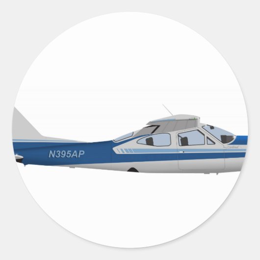 Cessna 177RG Kardinaal 395395 Ronde Sticker (Voorkant)