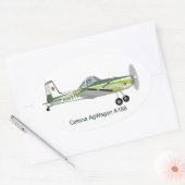 Cessna AgWagon A188 Crop Duster Vliegtuig Ovale Sticker (Envelop)