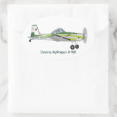 Cessna AgWagon A188 Crop Duster Vliegtuig Ovale Sticker (Tas)