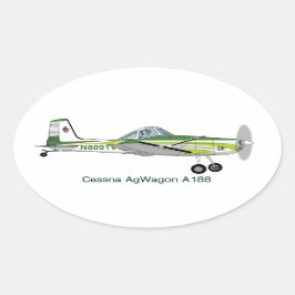 Cessna AgWagon A188 Crop Duster Vliegtuig Ovale Sticker