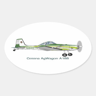 Cessna AgWagon A188 Crop Duster Vliegtuig Ovale Sticker