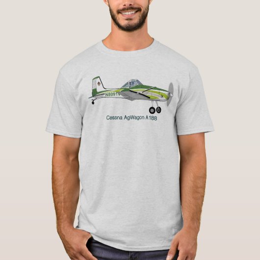 Cessna AgWagon A188 Crop Duster Vliegtuig T-shirt (Voorkant)