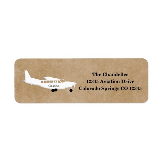 Cessna Airplane Artistic Return Address Label (Voorkant)
