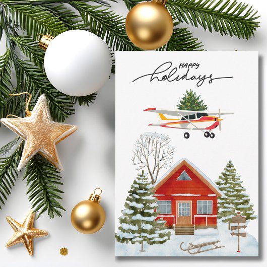 Cessna Airplane carries Christmas Tree Photo Funny Feestdagenkaart