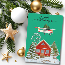 Cessna Airplane carries Christmas Tree Photo Funny Feestdagenkaart