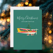 Cessna Airplane carries Christmas Tree Photo Funny Feestdagenkaart