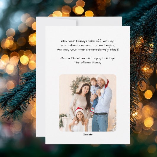 Cessna Airplane carries Christmas Tree Photo Funny Feestdagenkaart