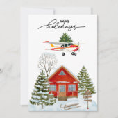 Cessna Airplane carries Christmas Tree Photo Funny Feestdagenkaart (Voorkant)