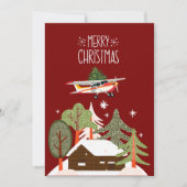 Cessna Airplane carries Christmas Tree Photo Funny Feestdagenkaart (Voorkant)