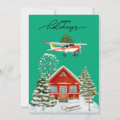 Cessna Airplane carries Christmas Tree Photo Funny Feestdagenkaart (Voorkant)