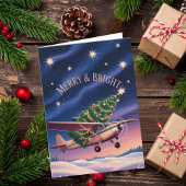 Cessna Airplane carries Christmas Tree Photo Funny Kaart