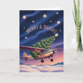 Cessna Airplane carries Christmas Tree Photo Funny Kaart (Voorkant)
