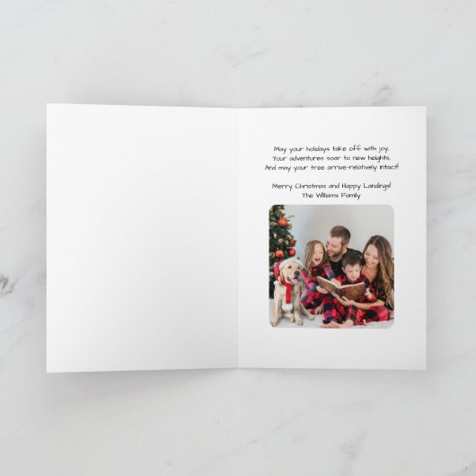 Cessna Airplane carries Christmas Tree Photo Funny Kaart (Binnen)