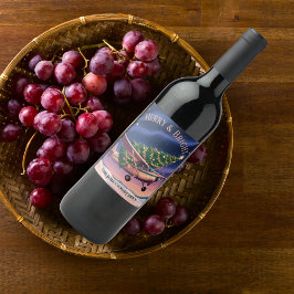 Cessna Airplane carries Christmas Tree Photo Funny Wijn Etiket