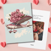 Cessna Airplane carries Flower Bouquet Photo Funny Feestdagenkaart