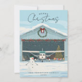 Cessna Airplane Christmas Tree in Hangar & Photo  Feestdagenkaart (Voorkant)