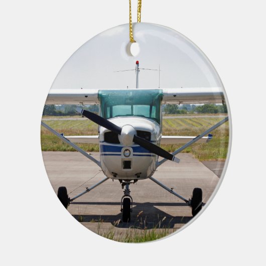 Cessna light vliegtuig keramisch ornament (Links)
