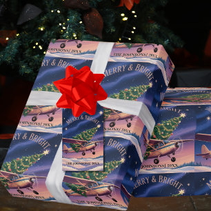 Cessna Vliegtuig draagt Kerstboom Foto Grappig Cadeaupapier
