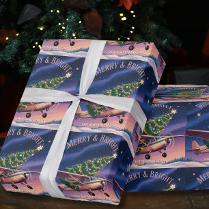 Cessna-vliegtuig vervoert Kerstboom Foto Grappig Cadeaupapier