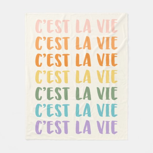 C'est La Vie | Frans Gezegde | Rainbow-pastel Fleece Deken (Voorkant)