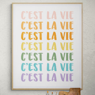 C'est La Vie   Frans Gezegde   Rainbow-pastel Poster