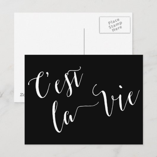 C'est la Vie French Calligraphy Briefkaart (Voorkant / Achterkant)